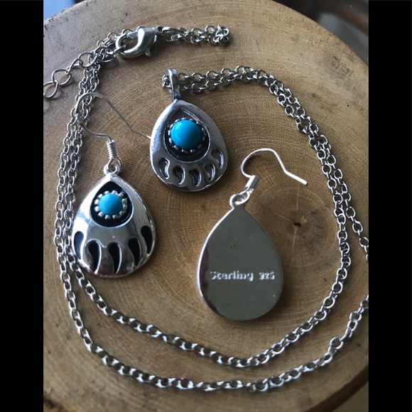 💐Sold- Turquoise 925 Stirling Silver Plated Set - Picture 4 of 8